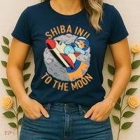 Shiba To The Moon Fox Rocket Ship Women's T-Shirt thumb 2