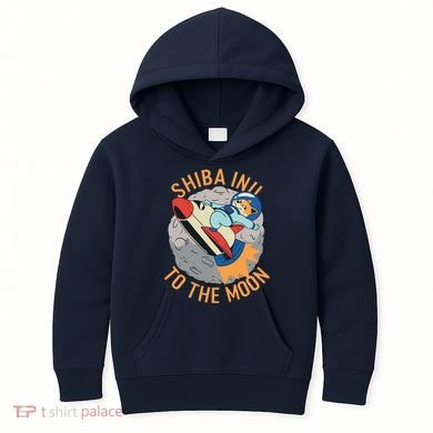 Shiba To The Moon Fox Rocket Ship Kids Hoodie