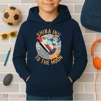Shiba To The Moon Fox Rocket Ship Kids Hoodie thumb 2