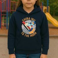 Shiba To The Moon Fox Rocket Ship Kids Hoodie thumb 3