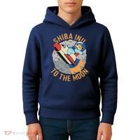 Shiba To The Moon Fox Rocket Ship Kids Hoodie thumb 4