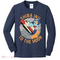 Shiba To The Moon Fox Rocket Ship Kids Long Sleeve Shirt thumb 0