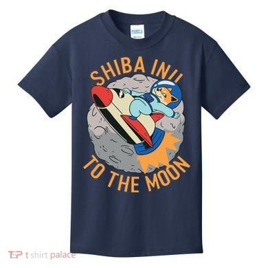 Shiba To The Moon Fox Rocket Ship Kids T-Shirt