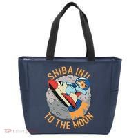 Shiba To The Moon Fox Rocket Ship Tote Bag thumb 0