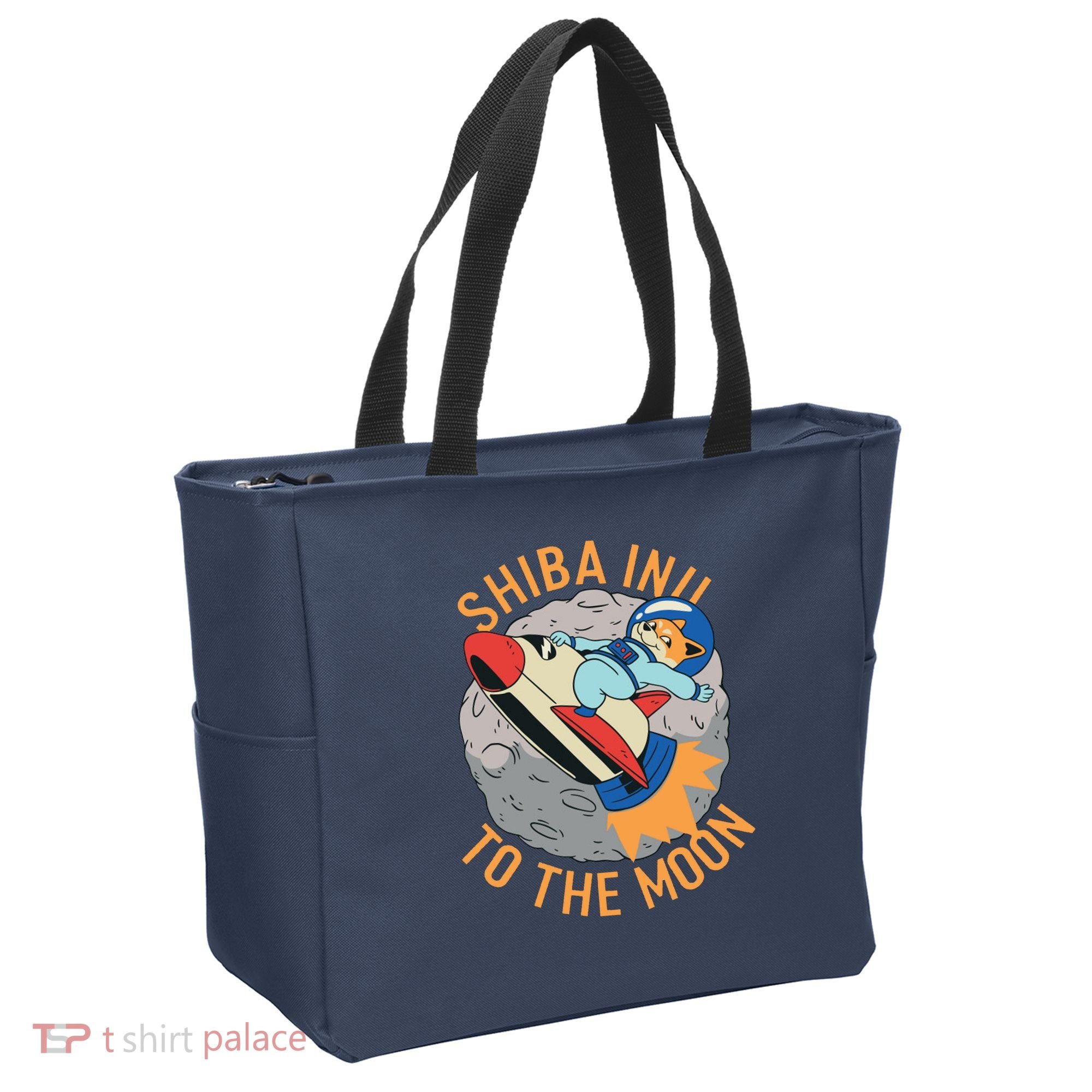 Shiba To The Moon Fox Rocket Ship Tote Bag