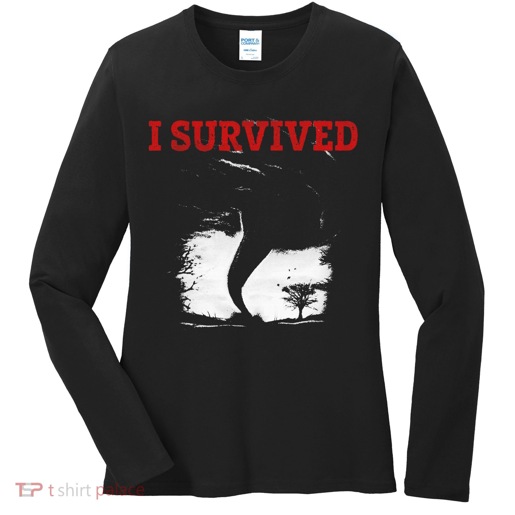 Storm Tornado Twister And Hurricane Weather I Survived Women's Long Sleeve Shirt