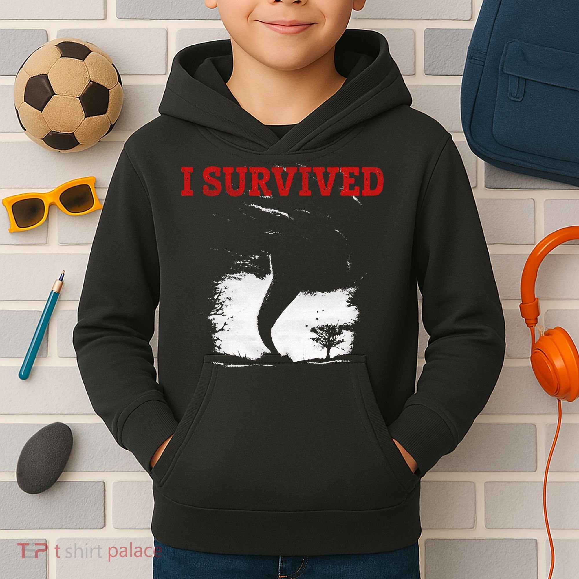 Storm Tornado Twister And Hurricane Weather I Survived Kids Hoodie
