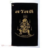 Sawadee Thai Traditional Sak Yant Thai Twin Tigers Muay Thai Golf Towel thumb 0