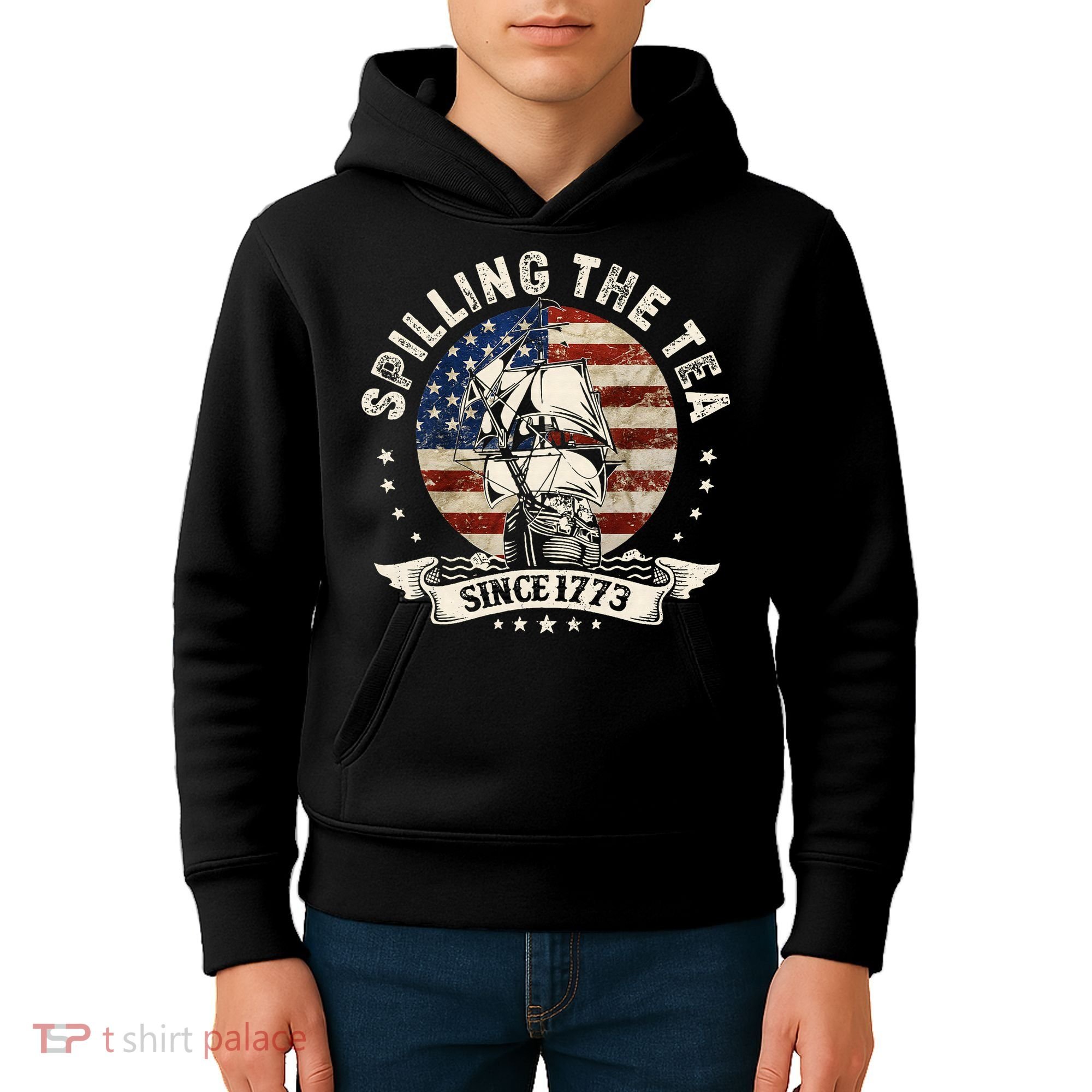 Spilling The Tea Since 1773 Patriotic 4th Of July Kids Hoodie
