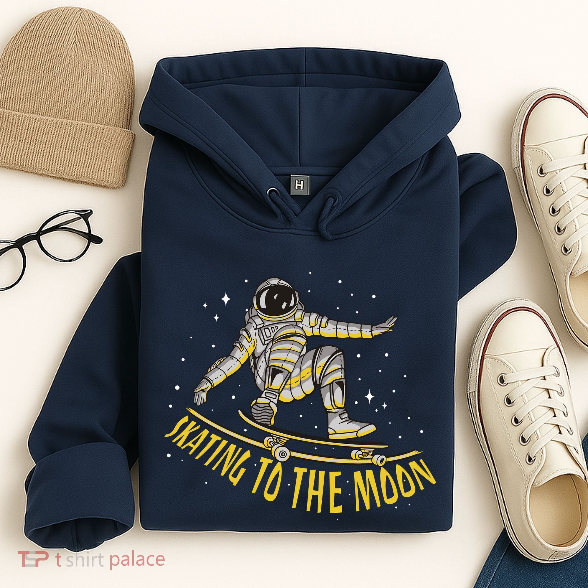 Skating To The Moon Astronaut Hoodie