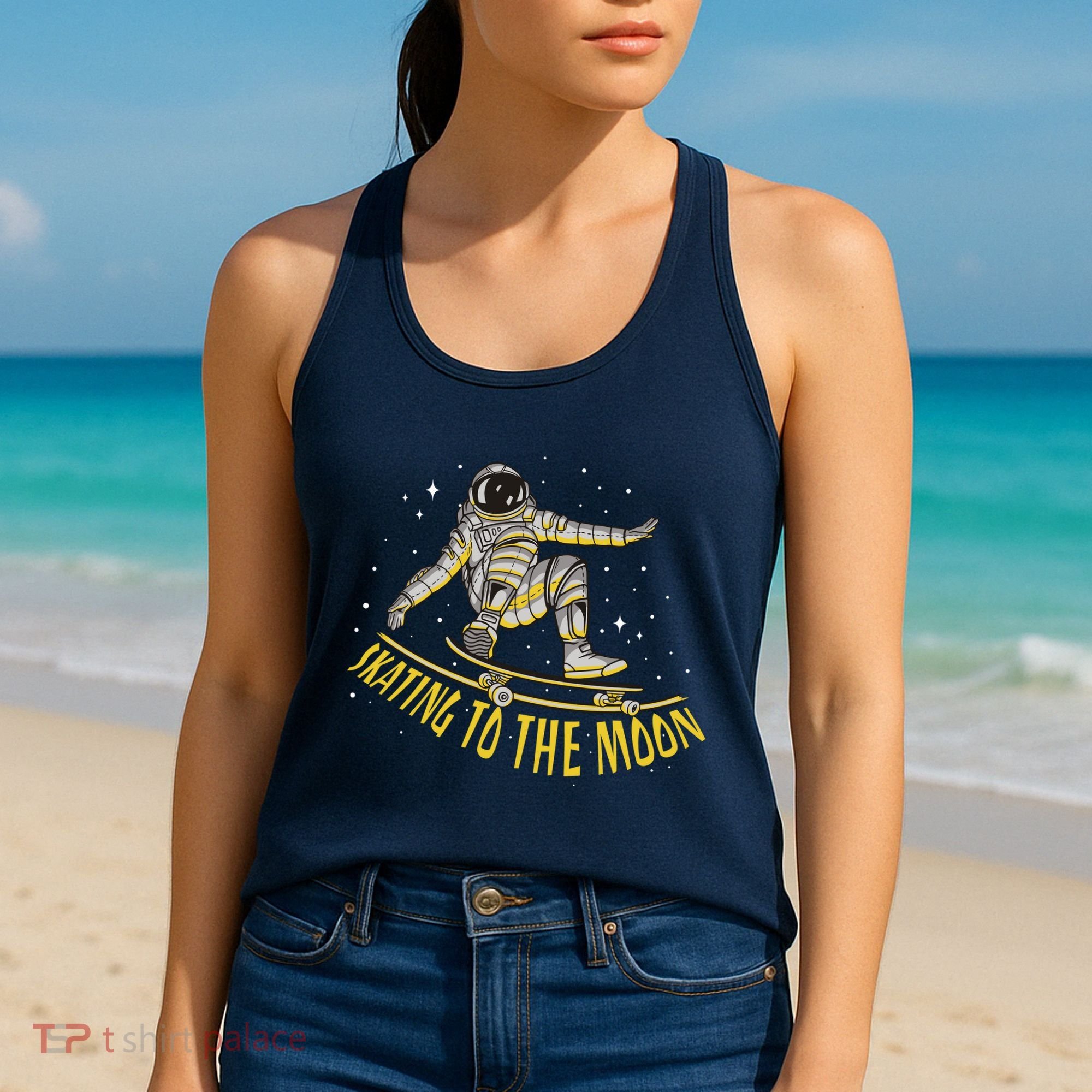 Skating To The Moon Astronaut Women's Tank Top