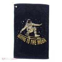 Skating To The Moon Astronaut Golf Towel thumb 0