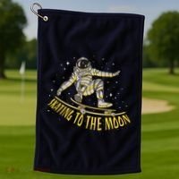 Skating To The Moon Astronaut Golf Towel thumb 1