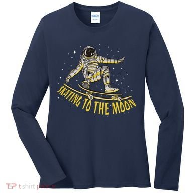 Skating To The Moon Astronaut Women's Long Sleeve Shirt