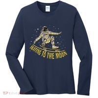 Skating To The Moon Astronaut Women's Long Sleeve Shirt thumb 0