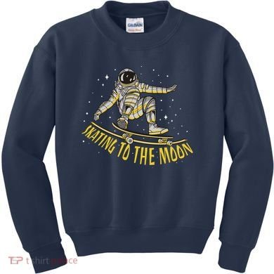 Skating To The Moon Astronaut Kids Sweatshirt