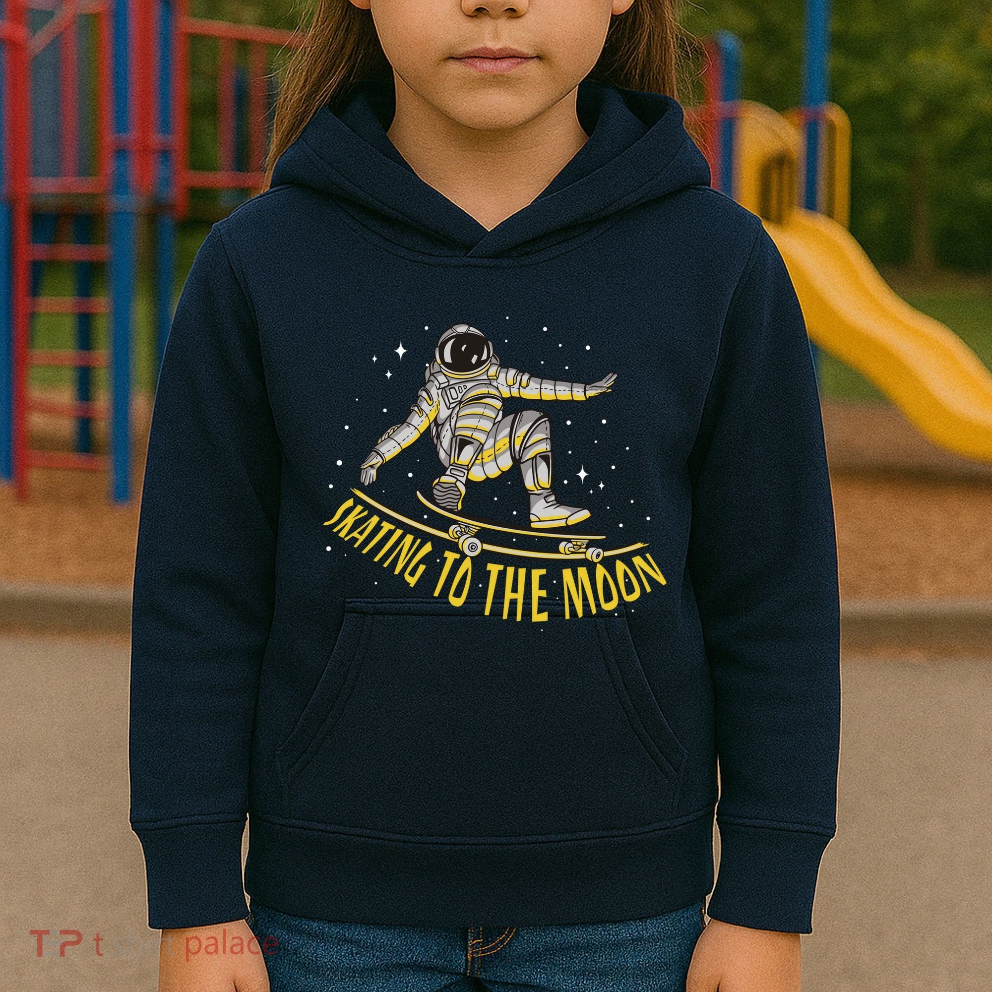 Skating To The Moon Astronaut Kids Hoodie