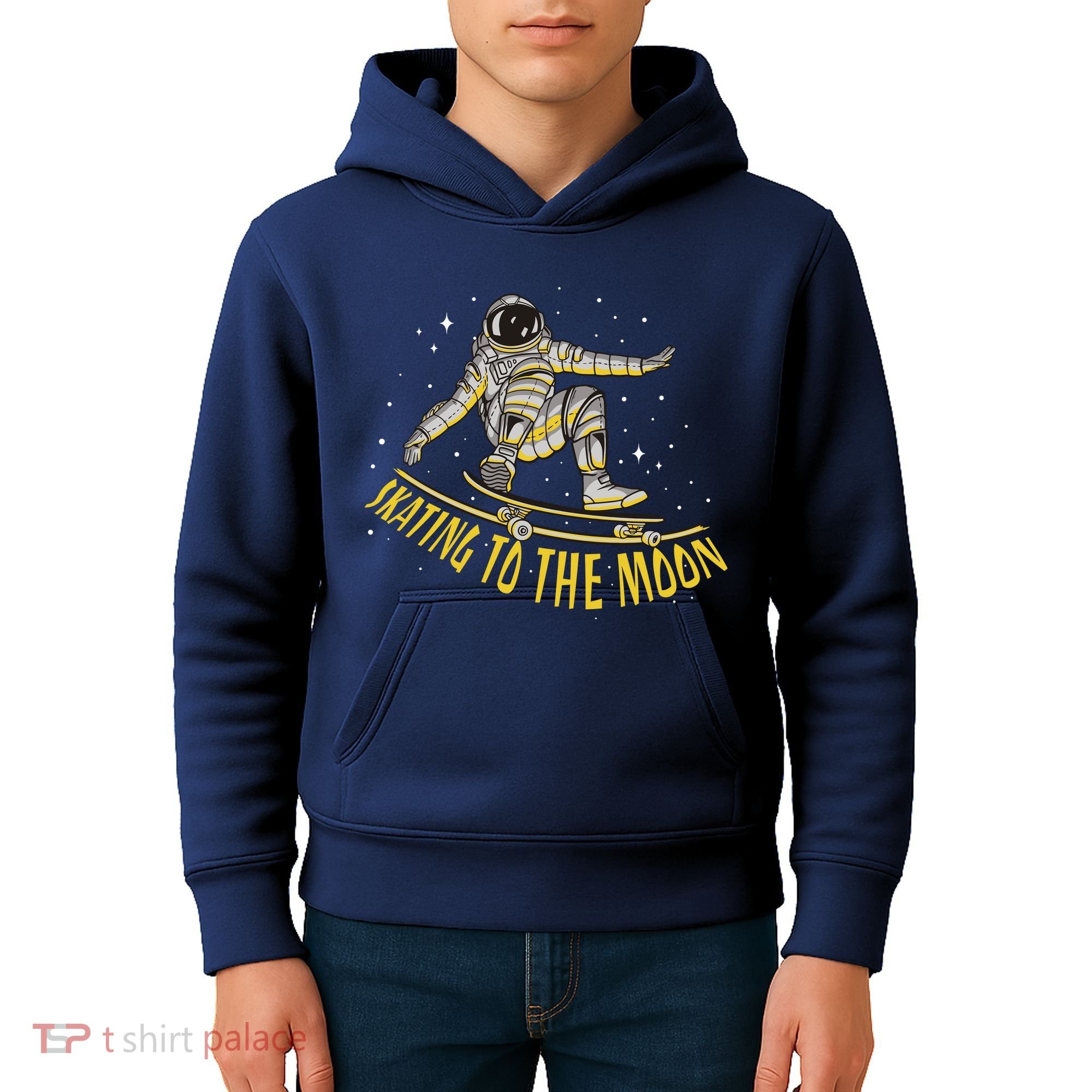 Skating To The Moon Astronaut Kids Hoodie
