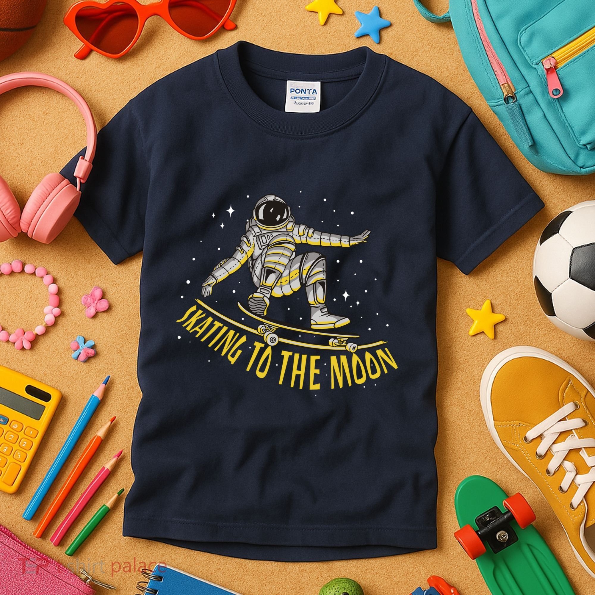 Skating To The Moon Astronaut Kids T-Shirt