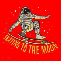Skating To The Moon Astronaut Santa Hat thumb 1