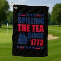 Spilling The Tea Since 1773 History Teacher 4th July Golf Towel thumb 1