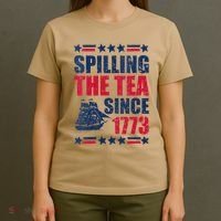 Spilling The Tea Since 1773 History Teacher 4th July T-Shirt thumb 4