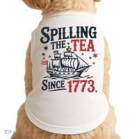 Spilling The Tea Since 1773 Funny Tea Party Doggie Tank thumb 0