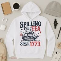 Spilling The Tea Since 1773 Funny Tea Party Hoodie thumb 3