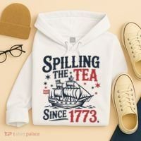 Spilling The Tea Since 1773 Funny Tea Party Hoodie thumb 4
