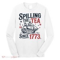 Spilling The Tea Since 1773 Funny Tea Party Long Sleeve Shirt thumb 0