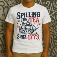 Spilling The Tea Since 1773 Funny Tea Party T-Shirt thumb 3