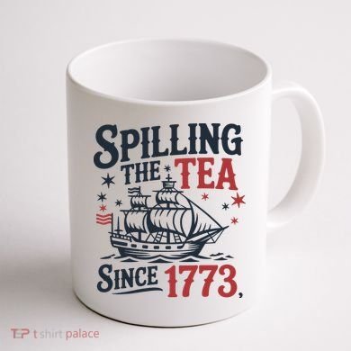 Spilling The Tea Since 1773 Funny Tea Party Coffee Mug back