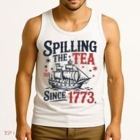 Spilling The Tea Since 1773 Funny Tea Party Tank Top thumb 3