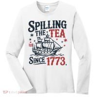 Spilling The Tea Since 1773 Funny Tea Party Women's Long Sleeve Shirt thumb 0