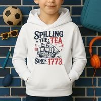 Spilling The Tea Since 1773 Funny Tea Party Kids Hoodie thumb 2
