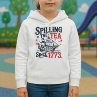 Spilling The Tea Since 1773 Funny Tea Party Kids Hoodie thumb 3