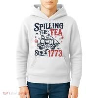 Spilling The Tea Since 1773 Funny Tea Party Kids Hoodie thumb 4