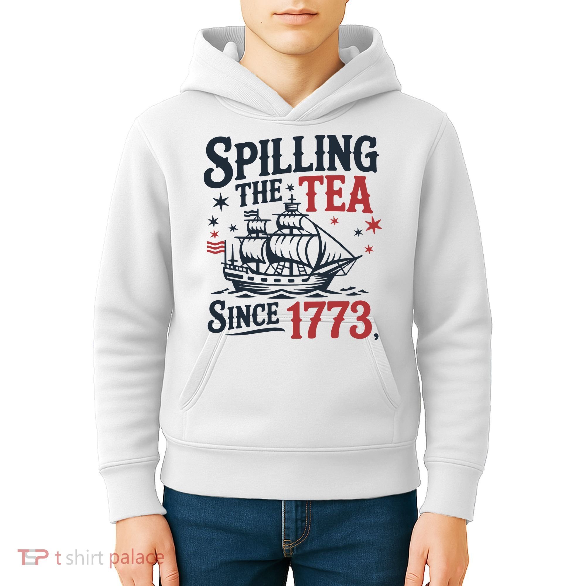 Spilling The Tea Since 1773 Funny Tea Party Kids Hoodie