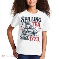 Spilling The Tea Since 1773 Funny Tea Party Kids T-Shirt thumb 2