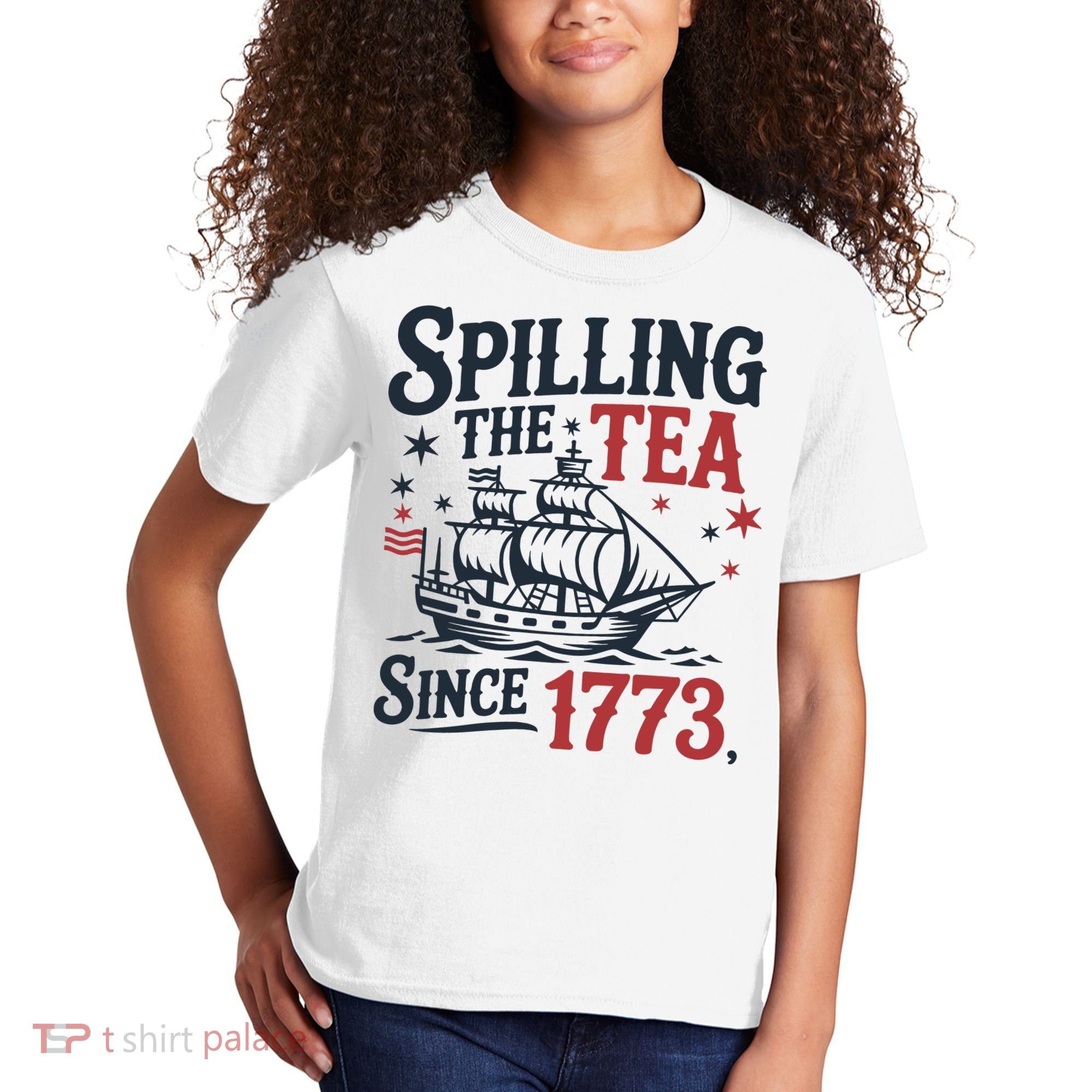 Spilling The Tea Since 1773 Funny Tea Party Kids T-Shirt