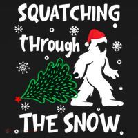 Squatching Through The Snow Christmas Sasquatch Santa Hat Backpack thumb 2