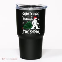 Squatching Through The Snow Christmas Sasquatch Santa Hat Tumbler thumb 0
