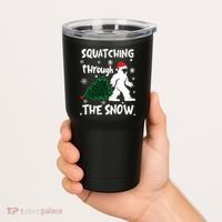 Squatching Through The Snow Christmas Sasquatch Santa Hat Tumbler thumb 2