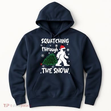 Squatching Through The Snow Christmas Sasquatch Santa Hat Hoodie