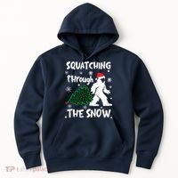 Squatching Through The Snow Christmas Sasquatch Santa Hat Hoodie thumb 0