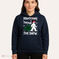 Squatching Through The Snow Christmas Sasquatch Santa Hat Hoodie thumb 5