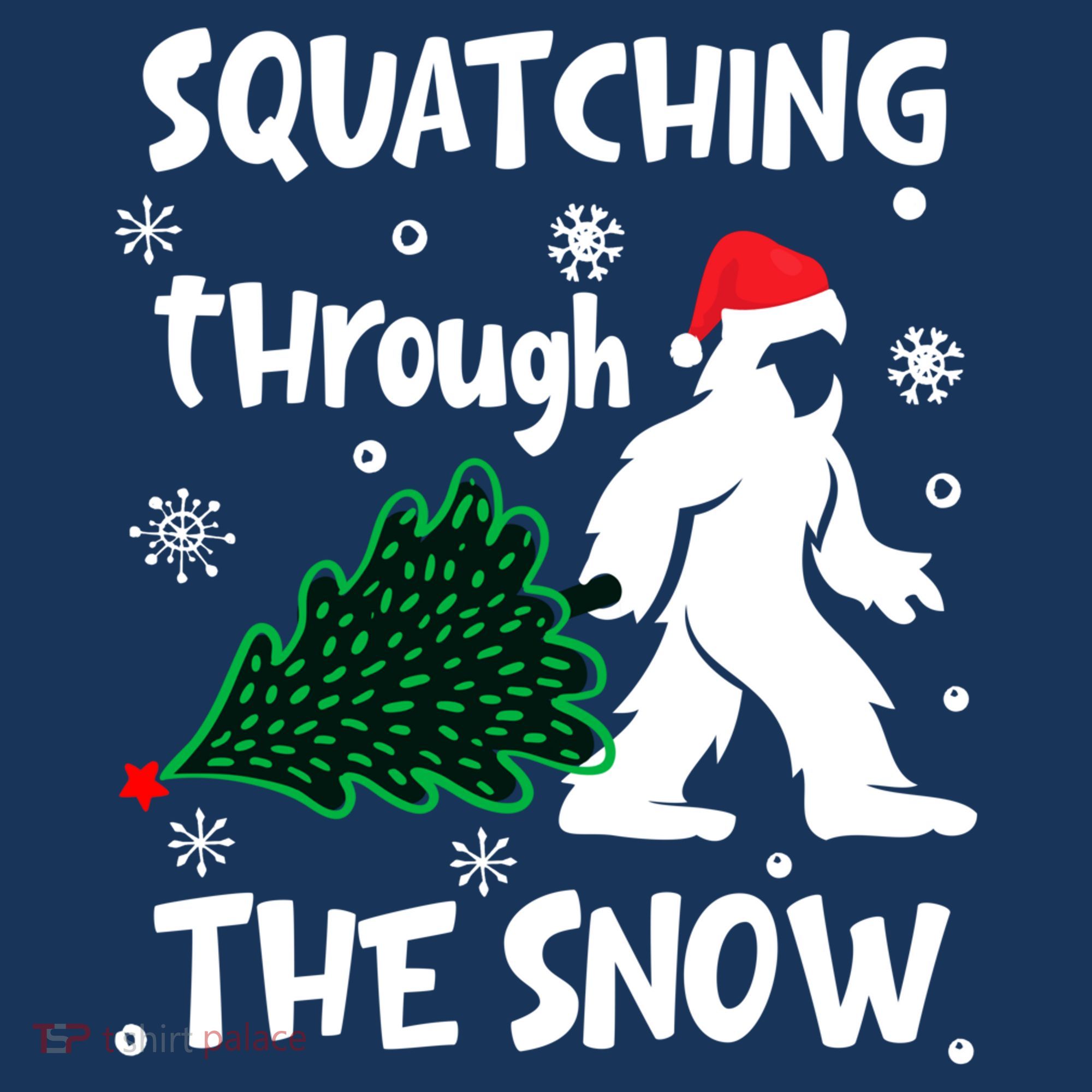 Squatching Through The Snow Christmas Sasquatch Santa Hat Hoodie