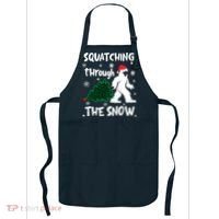 Squatching Through The Snow Christmas Sasquatch Santa Hat Apron thumb 0
