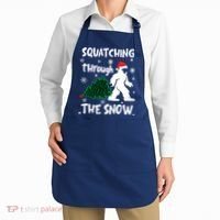 Squatching Through The Snow Christmas Sasquatch Santa Hat Apron thumb 2