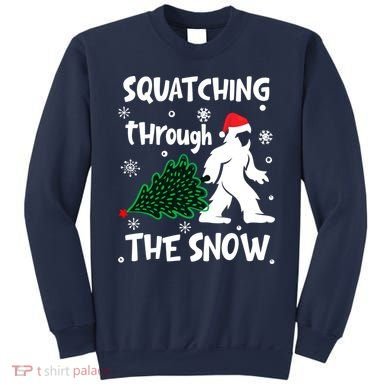 Squatching Through The Snow Christmas Sasquatch Santa Hat Sweatshirt
